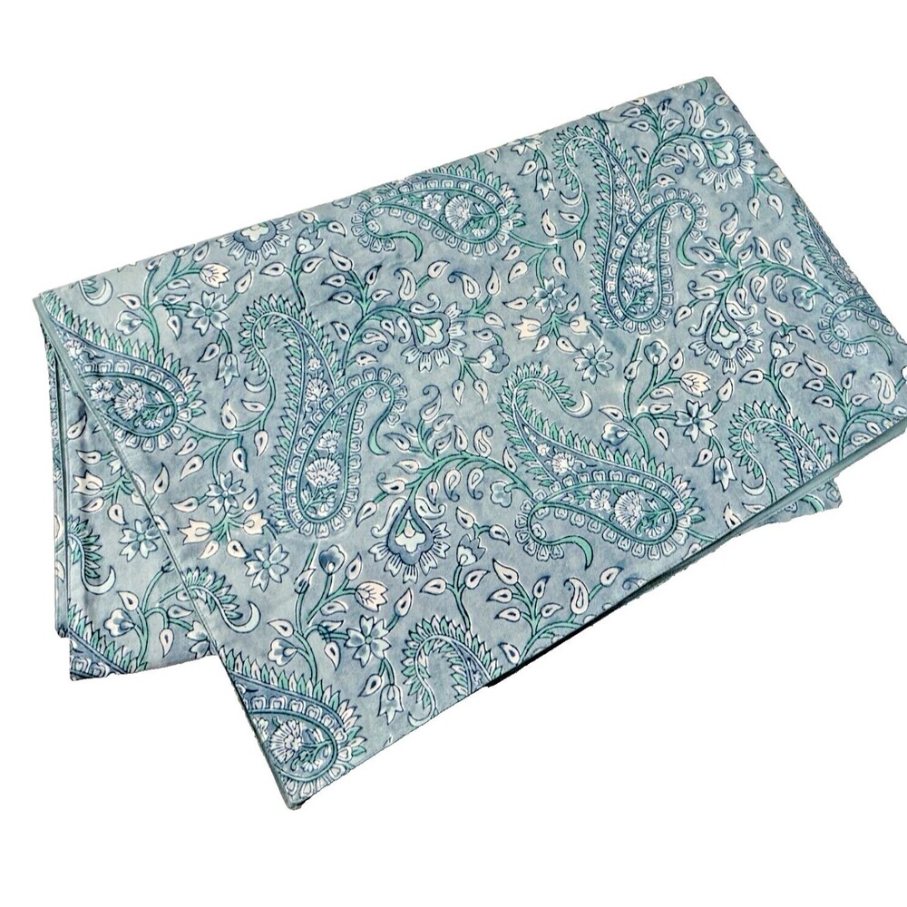 Pottery Barn Floral Paisley 18 x 90” Table Runner Blue Green Spring Vintage EUC